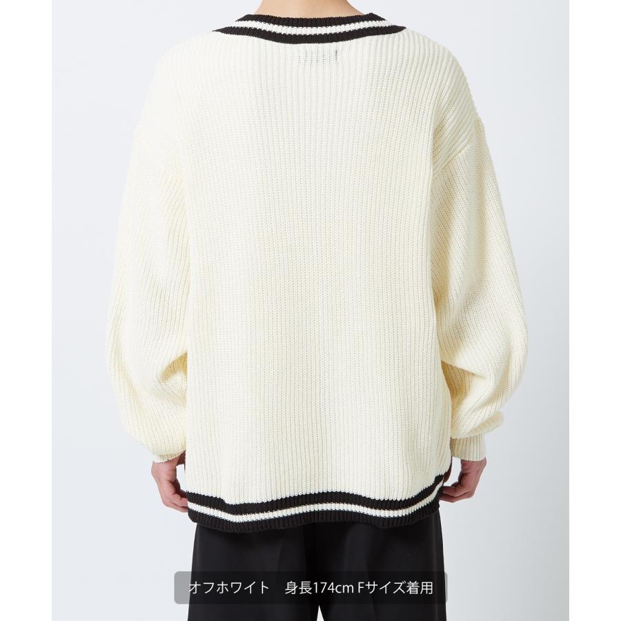 ニットセーター メンズ NULL ヌル チルデン Vネック ライン テニス ニット ビッグサイズ オーバーサイズ 大きめ アメカジ カジュアル ストリート 韓国 | improves | 16