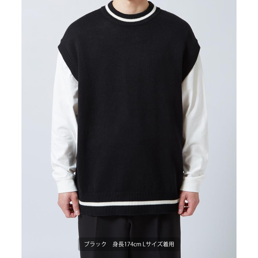 ニットベスト メンズ NULL ヌル チルデン クルーネック ライン テニス ニット ビッグサイズ オーバーサイズ 大きめ アメカジ カジュアル ストリート 韓国 | improves | 13