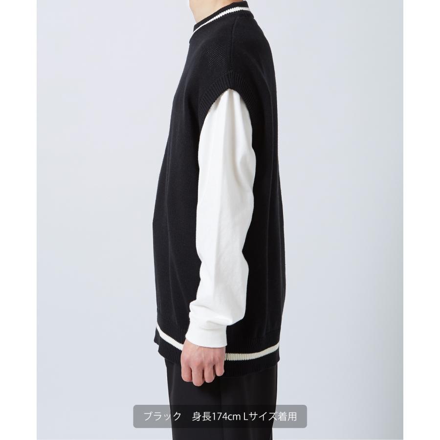 ニットベスト メンズ NULL ヌル チルデン クルーネック ライン テニス ニット ビッグサイズ オーバーサイズ 大きめ アメカジ カジュアル ストリート 韓国 | improves | 14