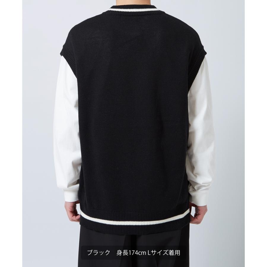 ニットベスト メンズ NULL ヌル チルデン クルーネック ライン テニス ニット ビッグサイズ オーバーサイズ 大きめ アメカジ カジュアル ストリート 韓国 | improves | 15