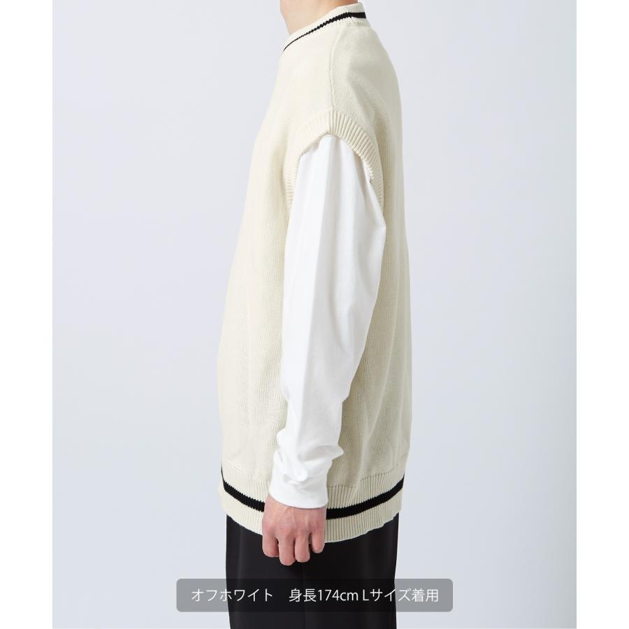 ニットベスト メンズ NULL ヌル チルデン クルーネック ライン テニス ニット ビッグサイズ オーバーサイズ 大きめ アメカジ カジュアル ストリート 韓国 | improves | 17