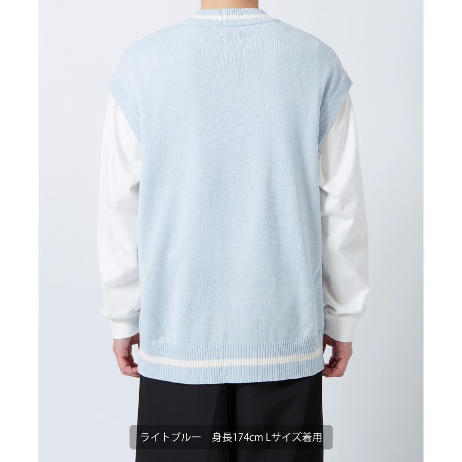 ニットベスト メンズ NULL ヌル チルデン クルーネック ライン テニス ニット ビッグサイズ オーバーサイズ 大きめ アメカジ カジュアル ストリート 韓国 | improves | 21