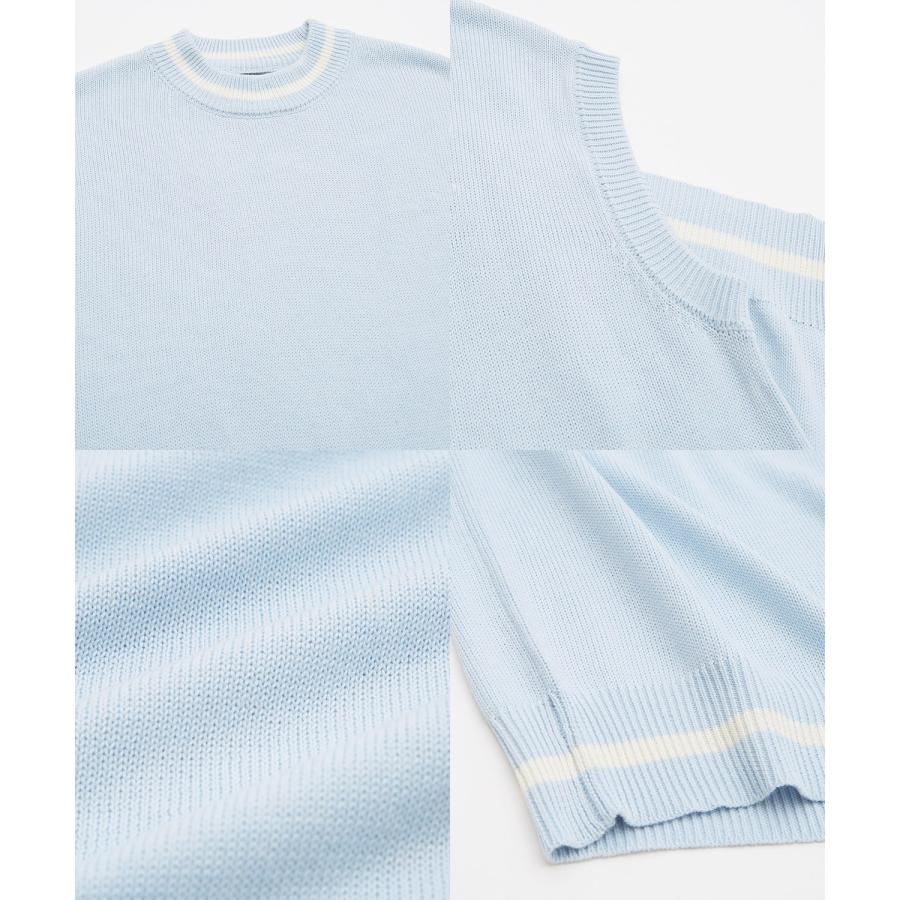 ニットベスト メンズ NULL ヌル チルデン クルーネック ライン テニス ニット ビッグサイズ オーバーサイズ 大きめ アメカジ カジュアル ストリート 韓国 | improves | 22