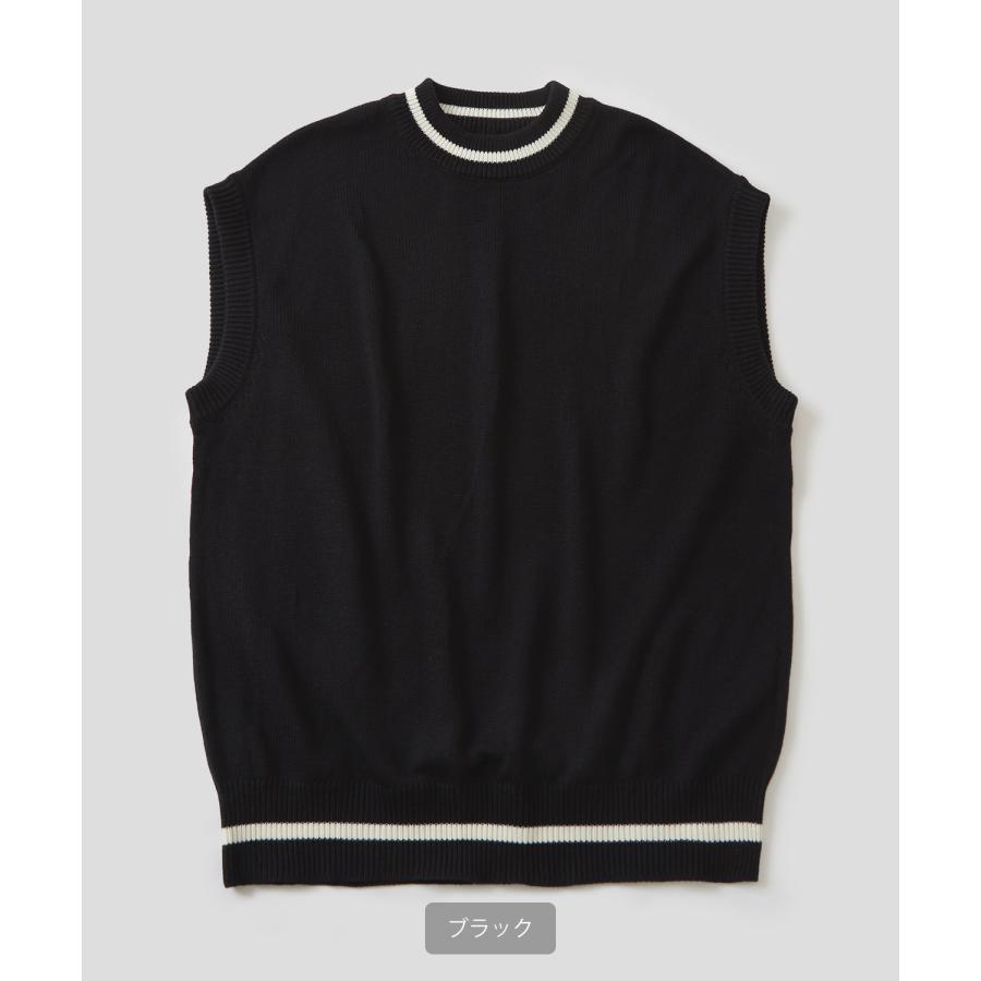 ニットベスト メンズ NULL ヌル チルデン クルーネック ライン テニス ニット ビッグサイズ オーバーサイズ 大きめ アメカジ カジュアル ストリート 韓国 | improves | 04