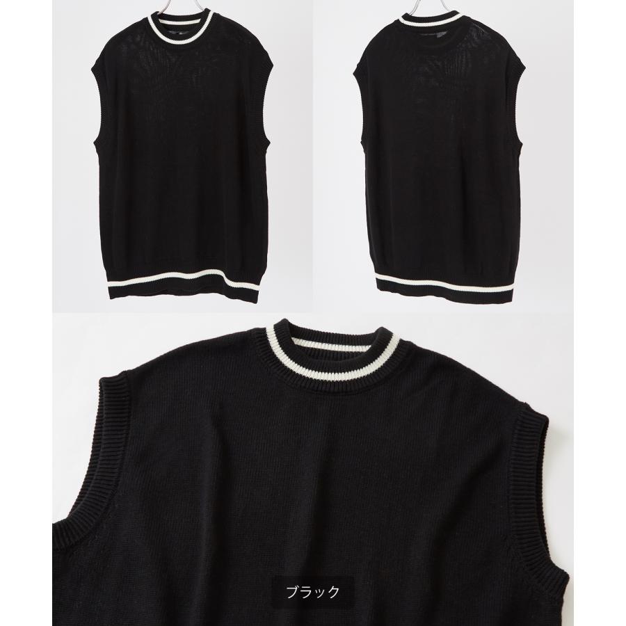 ニットベスト メンズ NULL ヌル チルデン クルーネック ライン テニス ニット ビッグサイズ オーバーサイズ 大きめ アメカジ カジュアル ストリート 韓国 | improves | 05