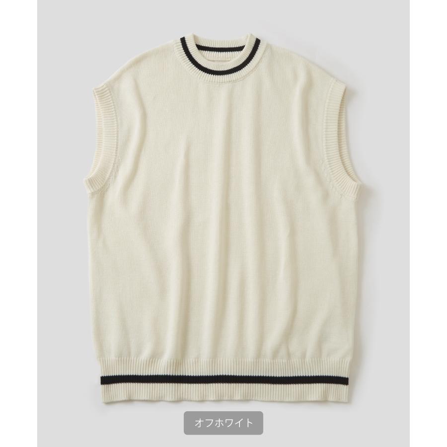 ニットベスト メンズ NULL ヌル チルデン クルーネック ライン テニス ニット ビッグサイズ オーバーサイズ 大きめ アメカジ カジュアル ストリート 韓国 | improves | 07