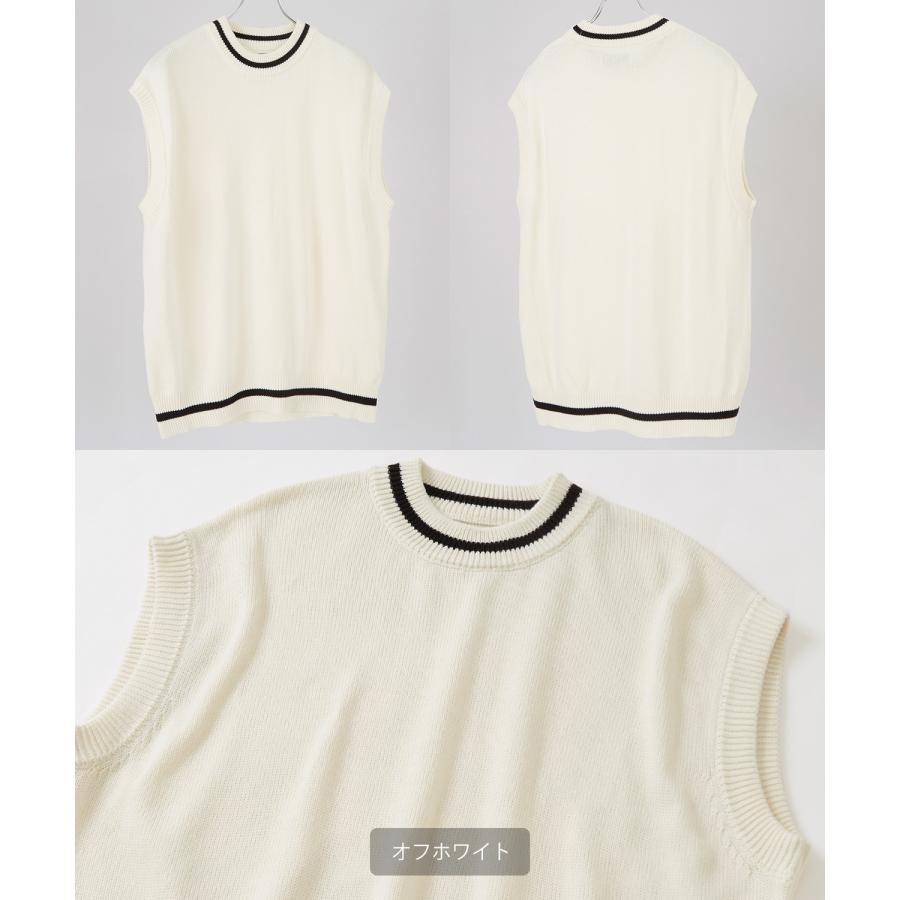 ニットベスト メンズ NULL ヌル チルデン クルーネック ライン テニス ニット ビッグサイズ オーバーサイズ 大きめ アメカジ カジュアル ストリート 韓国 | improves | 08