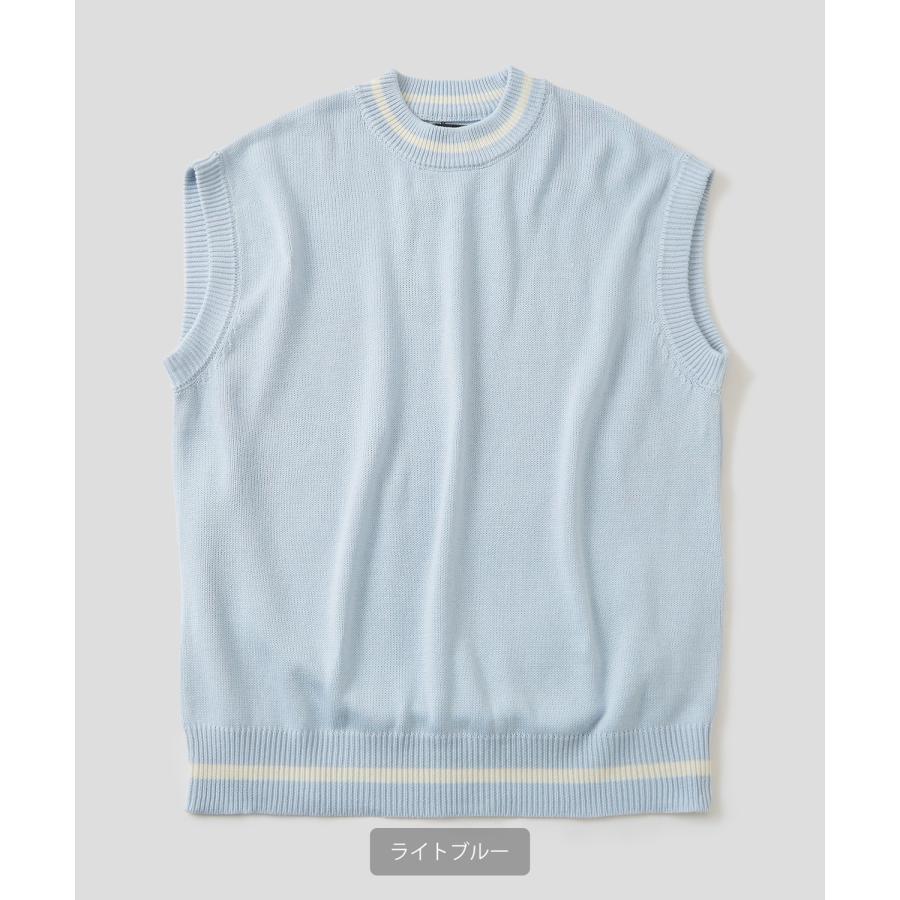 ニットベスト メンズ NULL ヌル チルデン クルーネック ライン テニス ニット ビッグサイズ オーバーサイズ 大きめ アメカジ カジュアル ストリート 韓国 | improves | 10