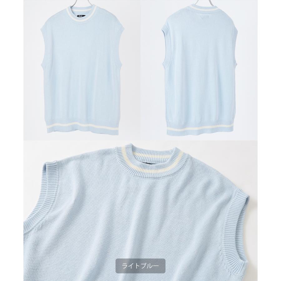 ニットベスト メンズ NULL ヌル チルデン クルーネック ライン テニス ニット ビッグサイズ オーバーサイズ 大きめ アメカジ カジュアル ストリート 韓国 | improves | 11