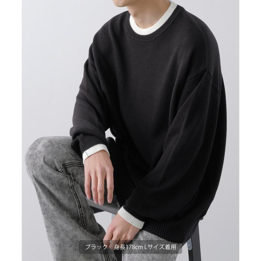 ニットセーター メンズ NULL ヌル ライン ニットソー ニュアンスカラー オーバーサイズ 大きめ アメカジ カジュアル ストリート 韓国 | improves | 15