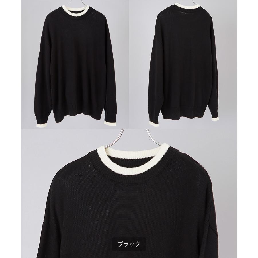 ニットセーター メンズ NULL ヌル ライン ニットソー ニュアンスカラー オーバーサイズ 大きめ アメカジ カジュアル ストリート 韓国 | improves | 17