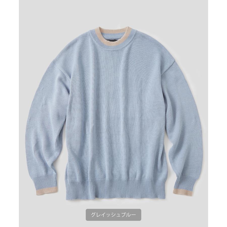 ニットセーター メンズ NULL ヌル ライン ニットソー ニュアンスカラー オーバーサイズ 大きめ アメカジ カジュアル ストリート 韓国 | improves | 04