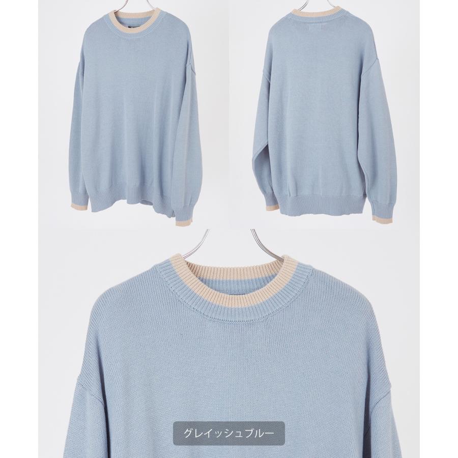 ニットセーター メンズ NULL ヌル ライン ニットソー ニュアンスカラー オーバーサイズ 大きめ アメカジ カジュアル ストリート 韓国 | improves | 05