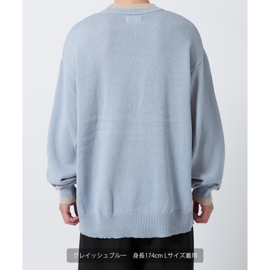 ニットセーター メンズ NULL ヌル ライン ニットソー ニュアンスカラー オーバーサイズ 大きめ アメカジ カジュアル ストリート 韓国 | improves | 08