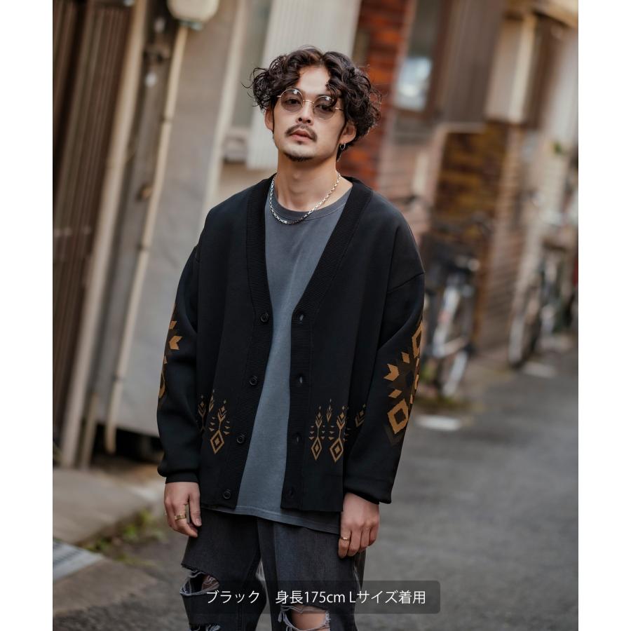 カーディガン メンズ  NULL ヌル ネイティブ柄 ニット Vネック ビッグサイズ オーバーサイズ 大きめ アメカジ カジュアル ストリート 韓国 | improves | 19