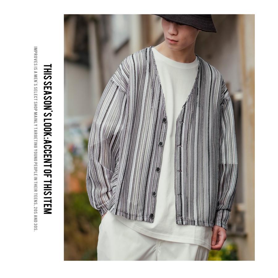 カーディガン メンズ Vネック ニット オーバーサイズ ビッグシルエット 大きいサイズ ゆったり シンプル ベーシック ユニセックス 古着MIX カジュアル | improves | 07