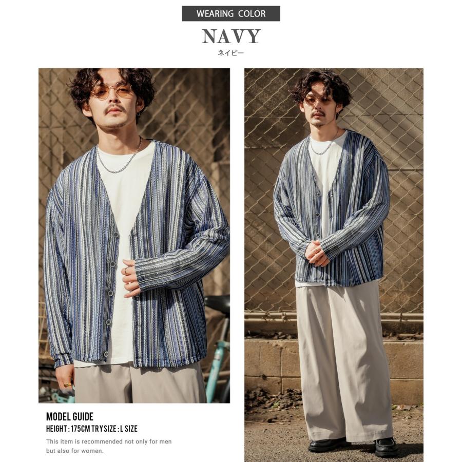 カーディガン メンズ Vネック ニット オーバーサイズ ビッグシルエット 大きいサイズ ゆったり シンプル ベーシック ユニセックス 古着MIX カジュアル | improves | 09