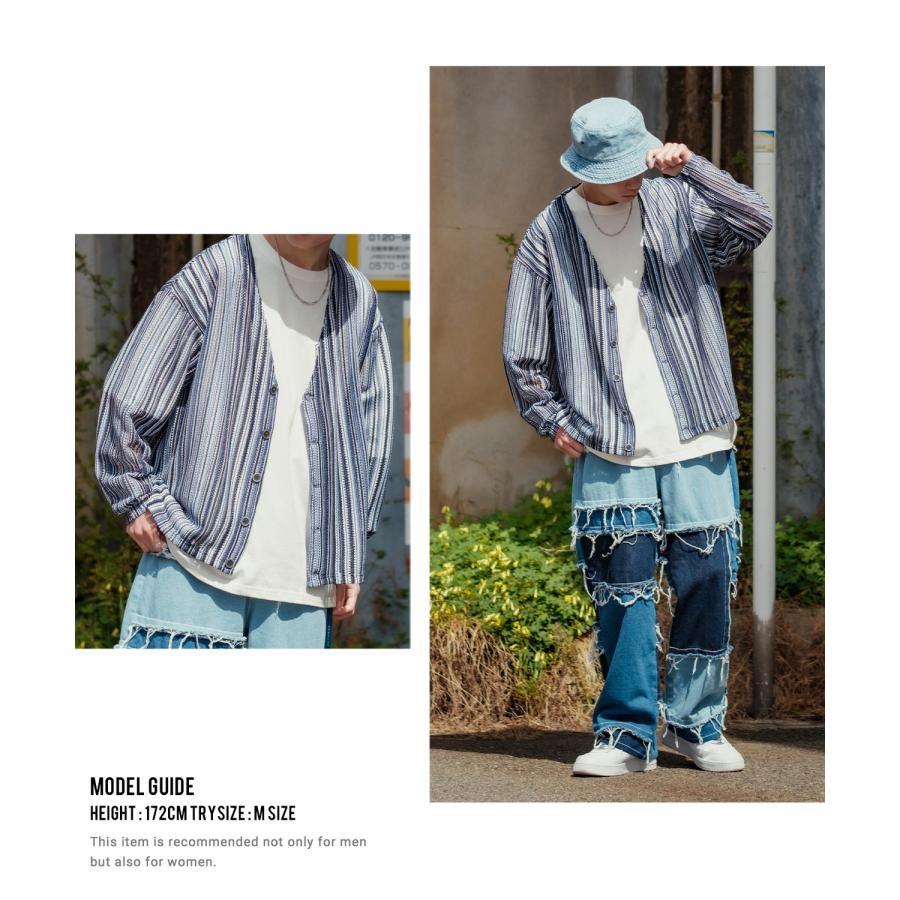 カーディガン メンズ Vネック ニット オーバーサイズ ビッグシルエット 大きいサイズ ゆったり シンプル ベーシック ユニセックス 古着MIX カジュアル | improves | 10