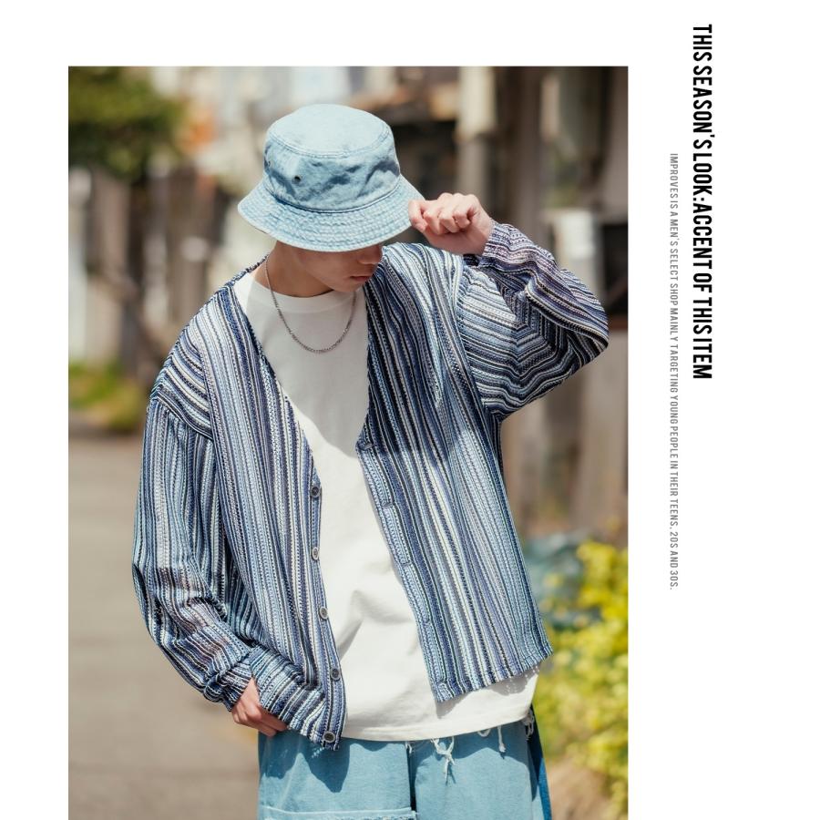 カーディガン メンズ Vネック ニット オーバーサイズ ビッグシルエット 大きいサイズ ゆったり シンプル ベーシック ユニセックス 古着MIX カジュアル | improves | 11