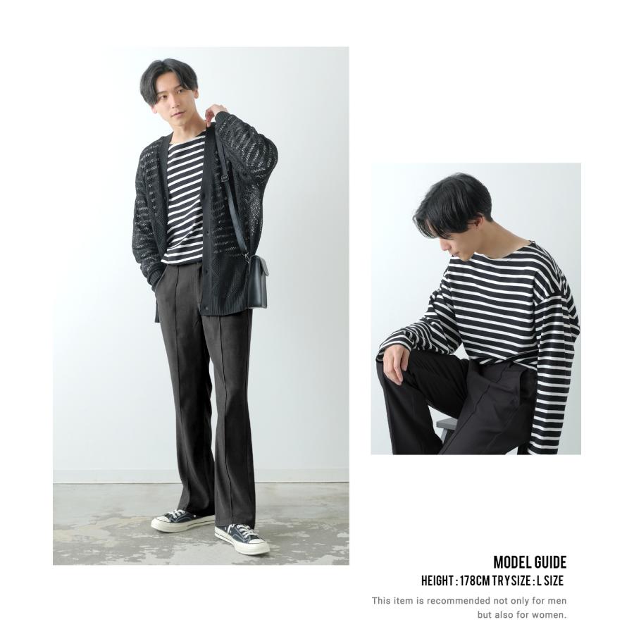 長袖Tシャツ メンズ ボートネック ボーダー ロンT バスクシャツ カットソー 大きいサイズ オーバーサイズ ビッグサイズ ゆったり カジュアル きれいめ シンプル | improves | 18