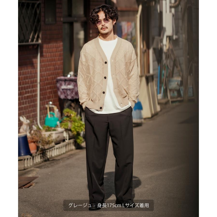 カーディガン メンズ  NULL ヌル 透かし編み レース編み メッシュ ニット ビッグサイズ オーバーサイズ きれいめ カジュアル シンプル ノームコア ナチュラル | improves | 15
