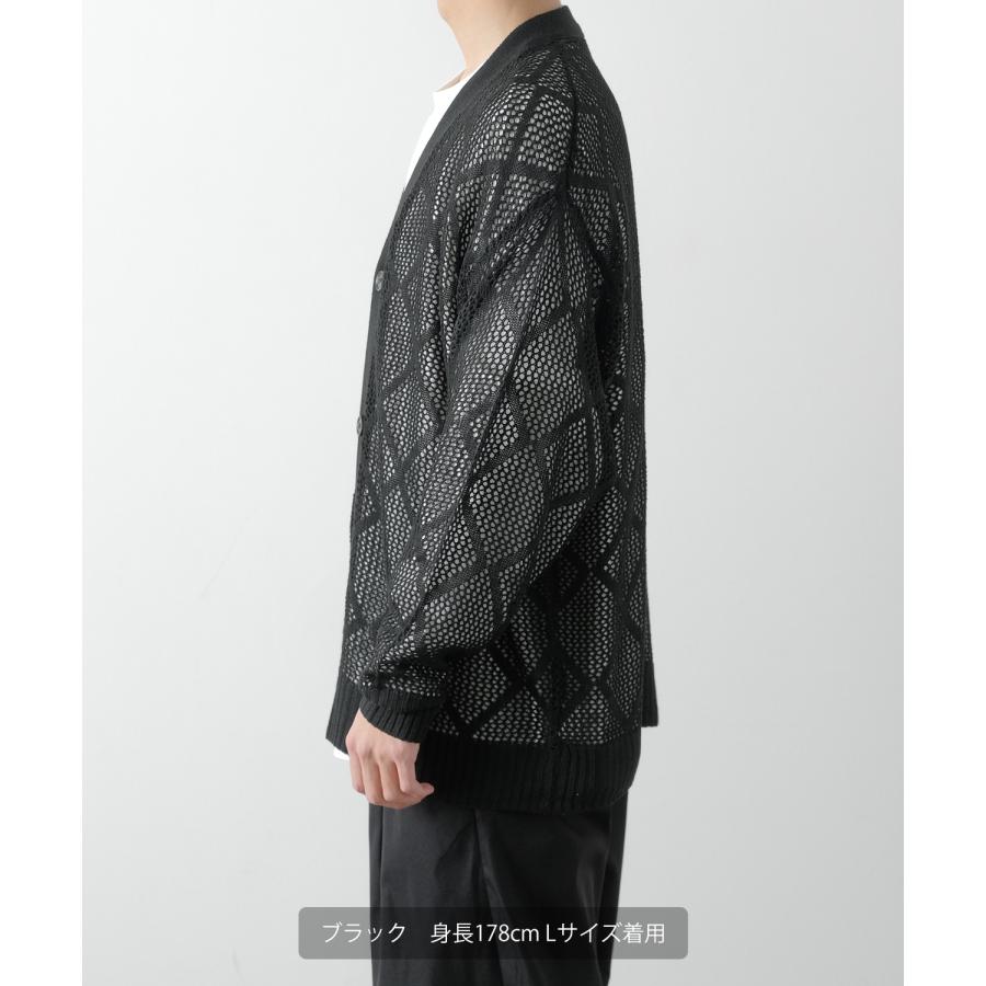 カーディガン メンズ  NULL ヌル 透かし編み レース編み メッシュ ニット ビッグサイズ オーバーサイズ きれいめ カジュアル シンプル ノームコア ナチュラル | improves | 08