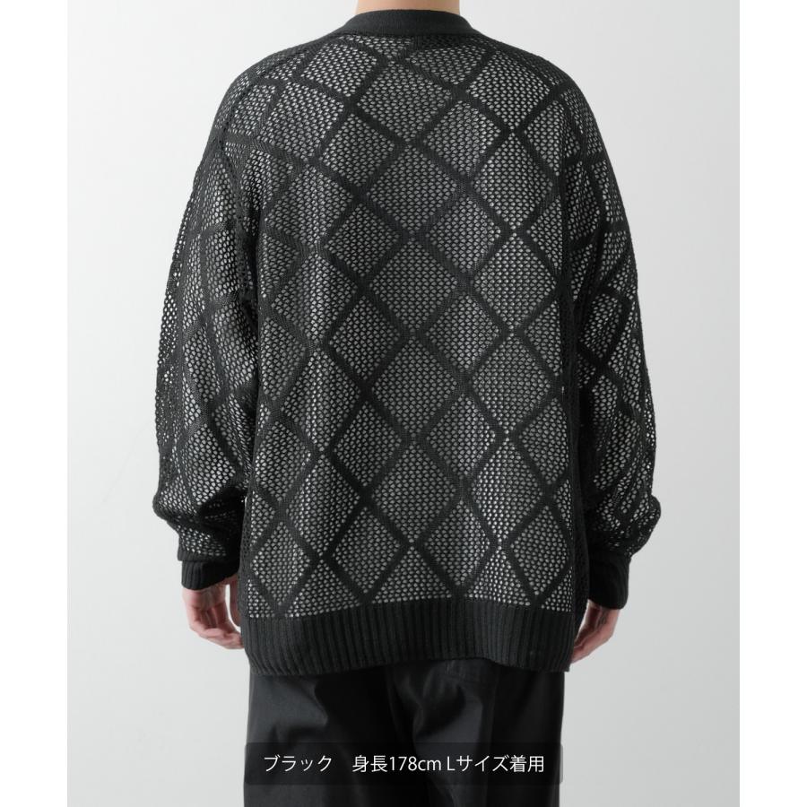 カーディガン メンズ  NULL ヌル 透かし編み レース編み メッシュ ニット ビッグサイズ オーバーサイズ きれいめ カジュアル シンプル ノームコア ナチュラル | improves | 09