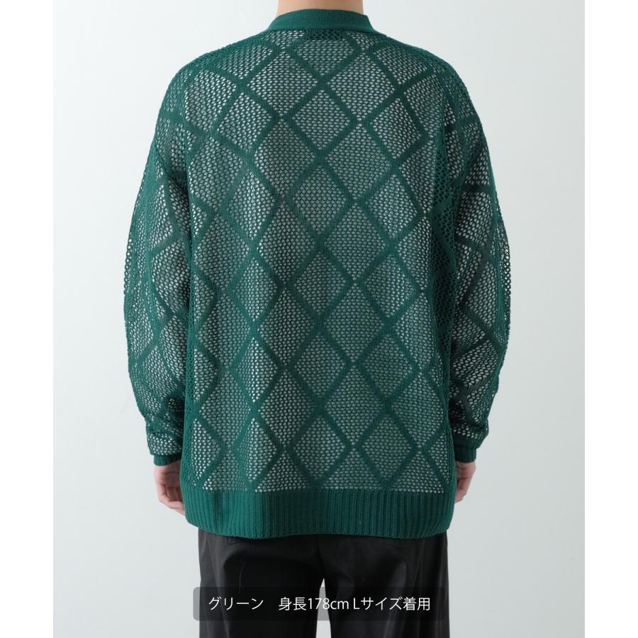 カーディガン メンズ  NULL ヌル 透かし編み レース編み メッシュ ニット ビッグサイズ オーバーサイズ きれいめ カジュアル シンプル ノームコア ナチュラル | improves | 12
