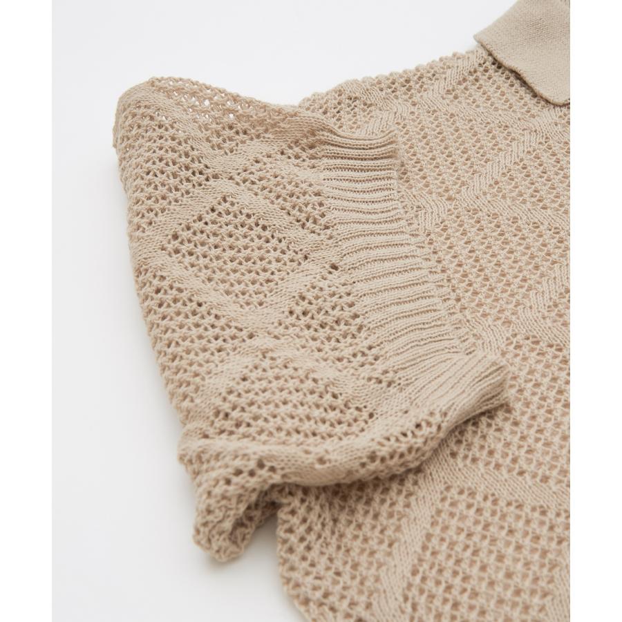 ポロシャツ メンズ  NULL ヌル 透かし編み レース編み メッシュ ニット ビッグサイズ オーバーサイズ きれいめ カジュアル シンプル ノームコア ナチュラル | improves | 14