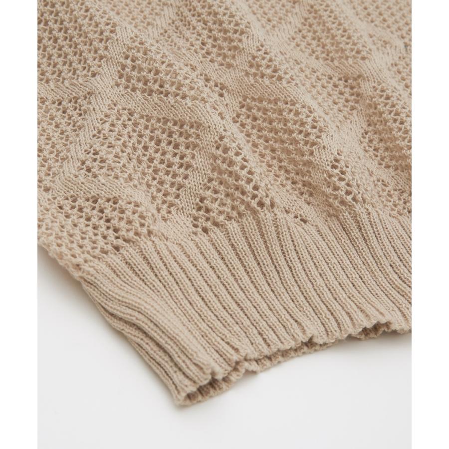 ポロシャツ メンズ  NULL ヌル 透かし編み レース編み メッシュ ニット ビッグサイズ オーバーサイズ きれいめ カジュアル シンプル ノームコア ナチュラル | improves | 15