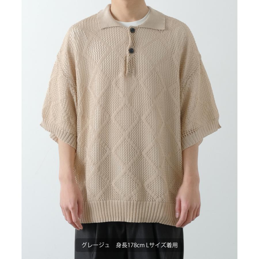 improves ポロシャツ メンズ NULL ヌル 透かし編み レース編み