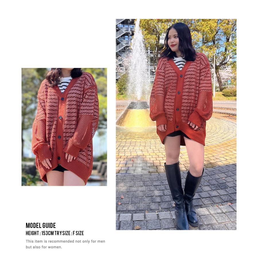 カーディガン メンズ  NULL ヌル 透かし編み レース編み メッシュ ニット ビッグサイズ オーバーサイズ きれいめ カジュアル シンプル ノームコア ナチュラル | improves | 18