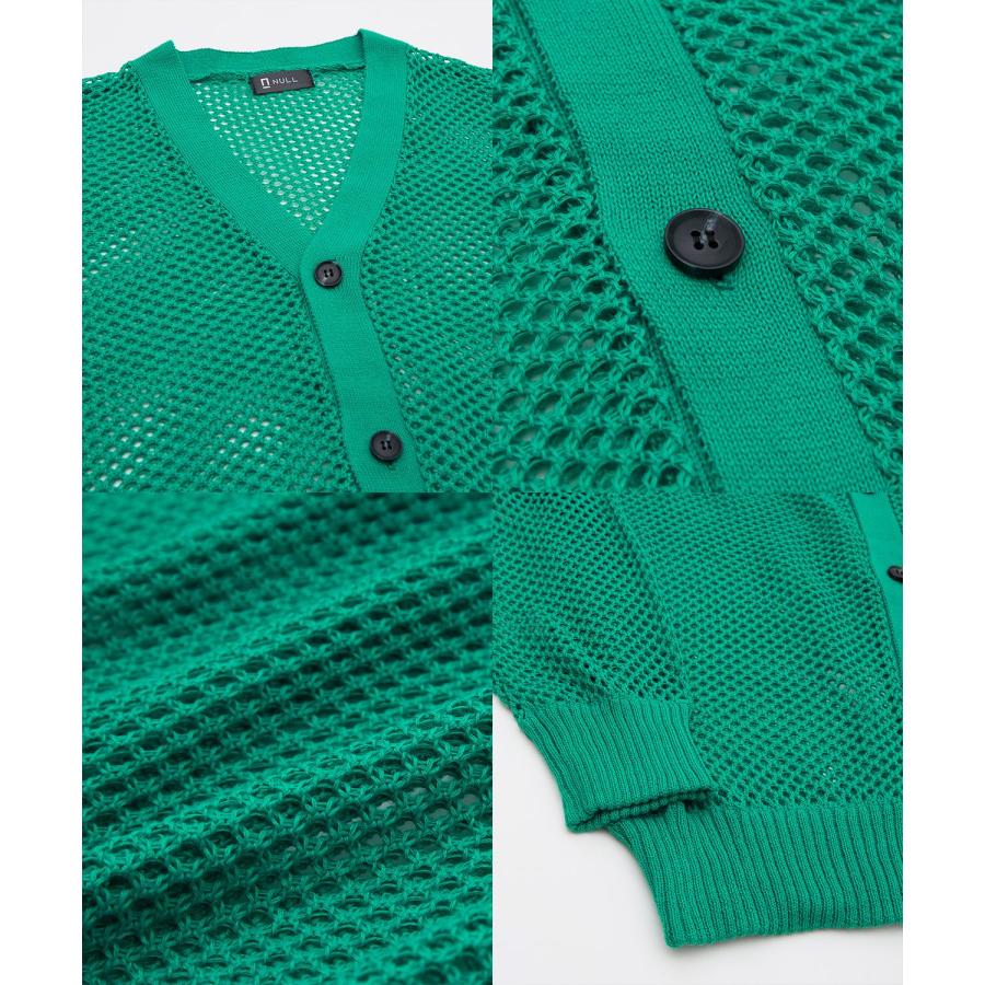 カーディガン メンズ  NULL ヌル 透かし編み レース編み メッシュ ニット ビッグサイズ オーバーサイズ きれいめ カジュアル シンプル ノームコア ナチュラル | improves | 23