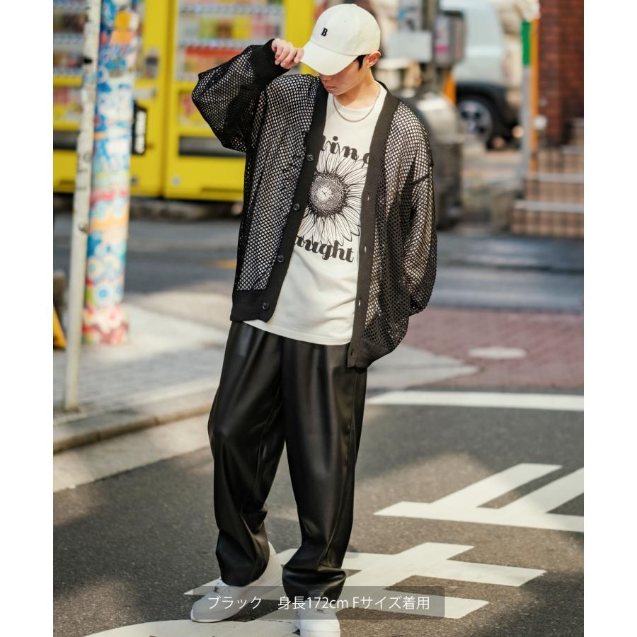 カーディガン メンズ  NULL ヌル 透かし編み レース編み メッシュ ニット ビッグサイズ オーバーサイズ きれいめ カジュアル シンプル ノームコア ナチュラル | improves | 06