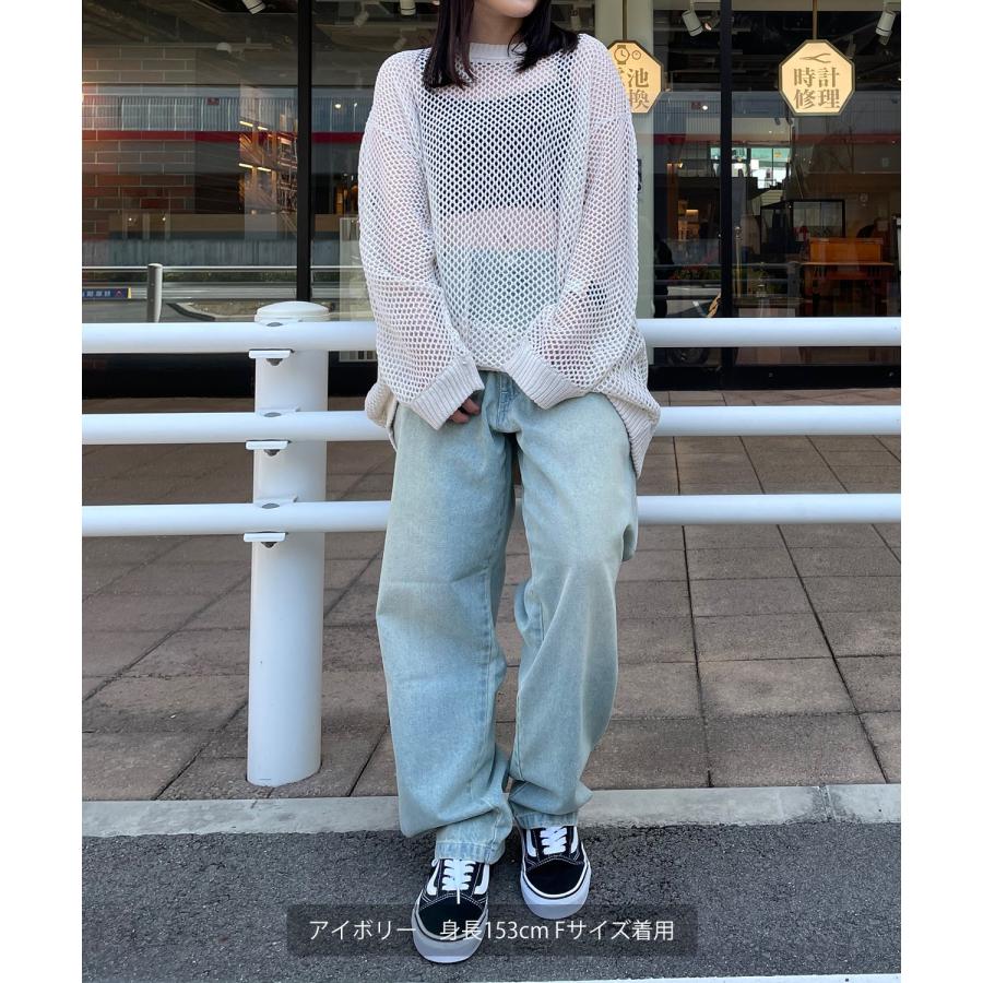 クルーネックニット メンズ NULL ヌル 透かし編み レース編み メッシュ ビッグサイズ オーバーサイズ きれいめ カジュアル シンプル ノームコア ナチュラル | improves | 11