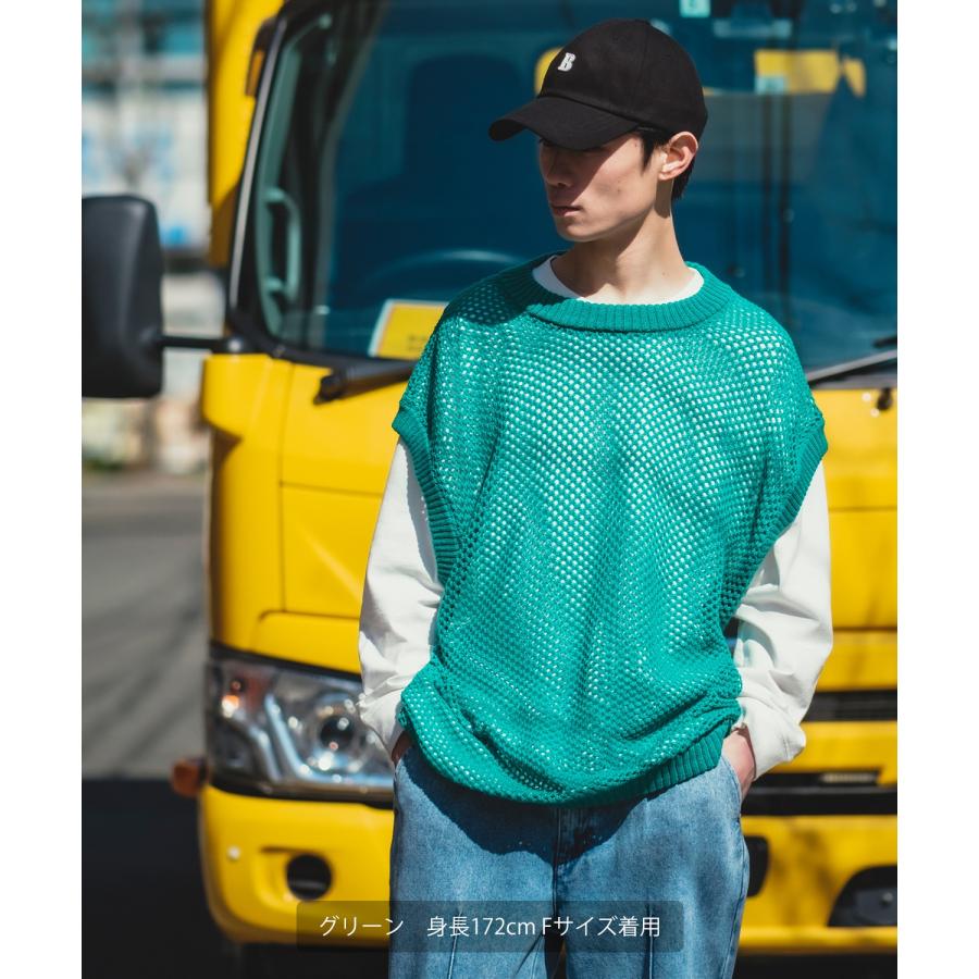 ベスト メンズ NULL ヌル 透かし編み レース編み メッシュ ビッグサイズ オーバーサイズ きれいめ カジュアル シンプル ノームコア ナチュラル | improves | 08