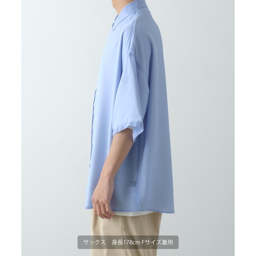 半袖シャツ メンズ NULL ヌル シアーシャツ 透け感 レギュラーカラー ビッグサイズ オーバーサイズ きれいめ カジュアル シンプル | improves | 14