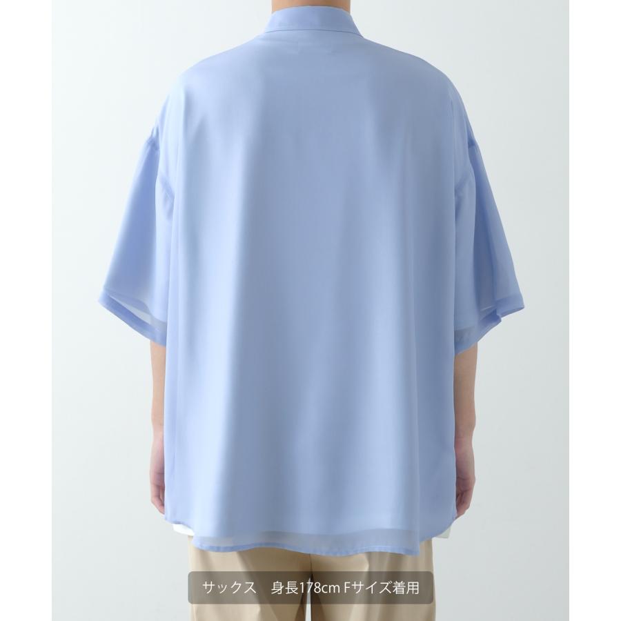 半袖シャツ メンズ NULL ヌル シアーシャツ 透け感 レギュラーカラー ビッグサイズ オーバーサイズ きれいめ カジュアル シンプル | improves | 15