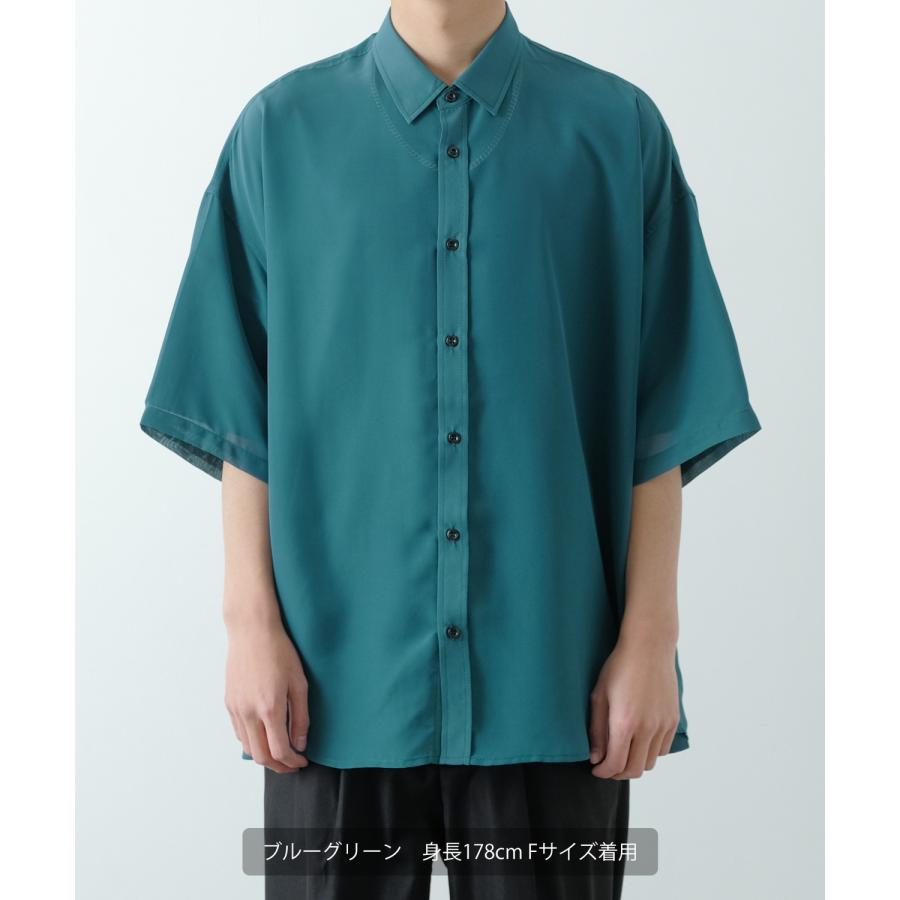半袖シャツ メンズ NULL ヌル シアーシャツ 透け感 レギュラーカラー ビッグサイズ オーバーサイズ きれいめ カジュアル シンプル | improves | 17