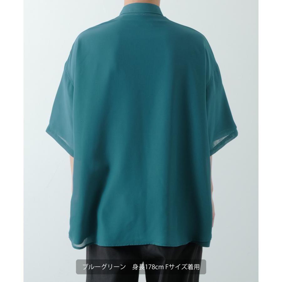 半袖シャツ メンズ NULL ヌル シアーシャツ 透け感 レギュラーカラー ビッグサイズ オーバーサイズ きれいめ カジュアル シンプル | improves | 19