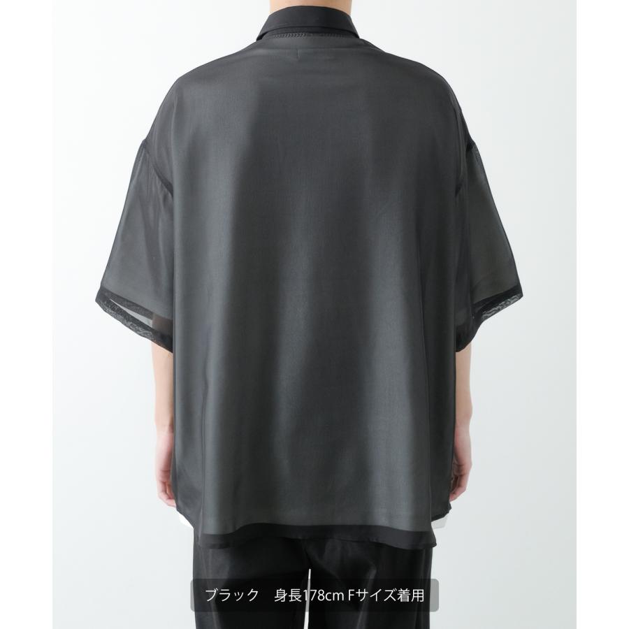 半袖シャツ メンズ NULL ヌル シアーシャツ 透け感 レギュラーカラー ビッグサイズ オーバーサイズ きれいめ カジュアル シンプル | improves | 07