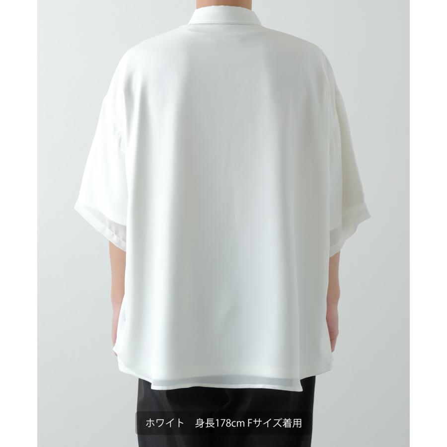 半袖シャツ メンズ NULL ヌル シアーシャツ 透け感 レギュラーカラー ビッグサイズ オーバーサイズ きれいめ カジュアル シンプル | improves | 11