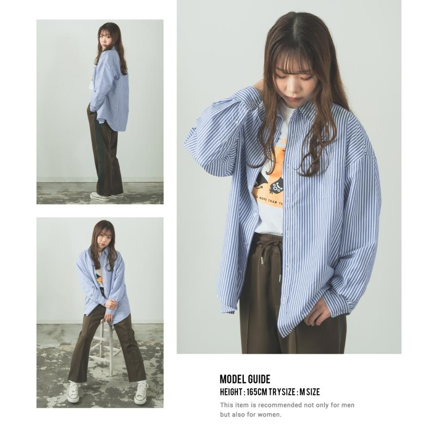 長袖シャツ メンズ NULL ヌル ストライプ レギュラーカラー 速乾 接触冷感 イージーケア ビッグサイズ オーバーサイズ 大きめ カジュアル ストリート | improves | 10