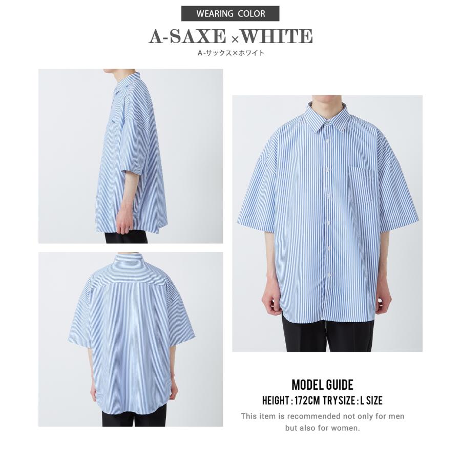 半袖シャツ メンズ NULL ヌル ストライプ レギュラーカラー 速乾 接触冷感 イージーケア ビッグサイズ オーバーサイズ 大きめ カジュアル ストリート | improves | 19