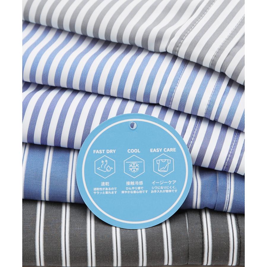 半袖シャツ メンズ NULL ヌル ストライプ レギュラーカラー 速乾 接触冷感 イージーケア ビッグサイズ オーバーサイズ 大きめ カジュアル ストリート | improves | 24