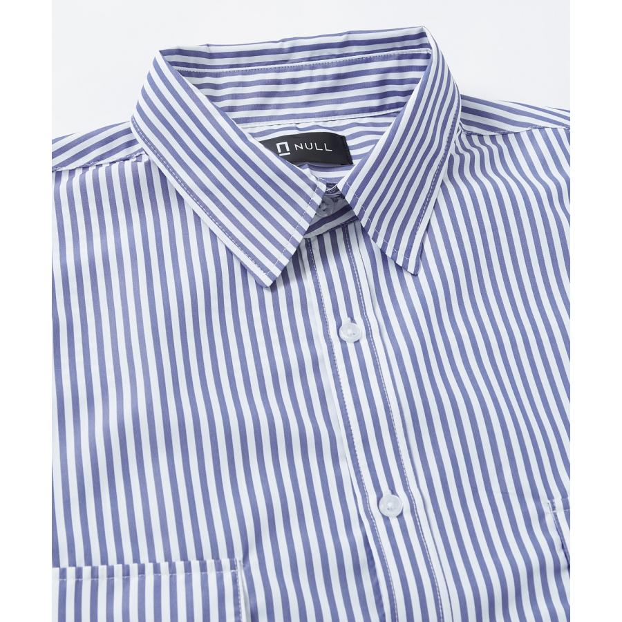 長袖シャツ メンズ NULL ヌル ストライプ ユーティリティー ワーク 速乾 接触冷感 イージーケア ビッグサイズ オーバーサイズ 大きめ カジュアル ストリート | improves | 16