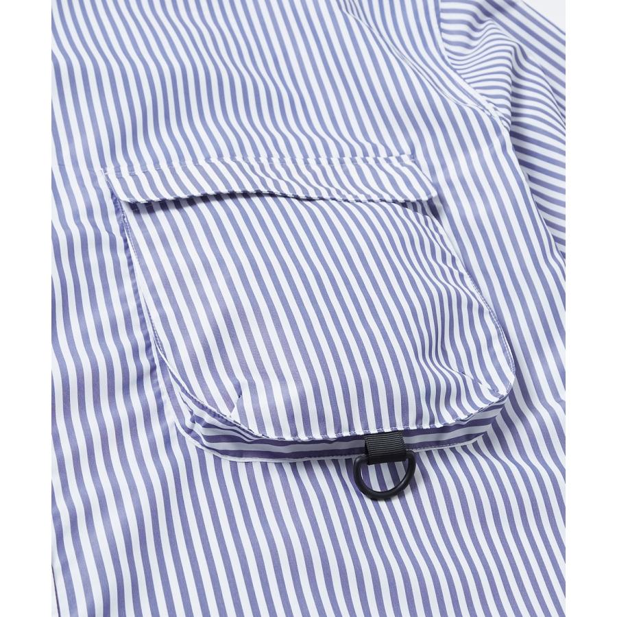 長袖シャツ メンズ NULL ヌル ストライプ ユーティリティー ワーク 速乾 接触冷感 イージーケア ビッグサイズ オーバーサイズ 大きめ カジュアル ストリート | improves | 17