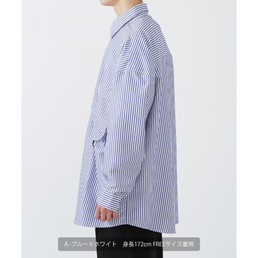 長袖シャツ メンズ NULL ヌル ストライプ ユーティリティー ワーク 速乾 接触冷感 イージーケア ビッグサイズ オーバーサイズ 大きめ カジュアル ストリート | improves | 08