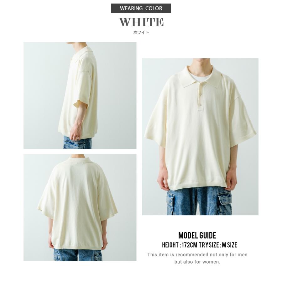 ポロシャツ メンズ NULL ヌル ニット レギュラーカラー シャツ 半袖 無地 ビッグサイズ オーバーサイズ シンプル ベーシック 古着MIX ストリート スケーター | improves | 19