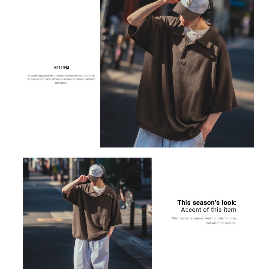 ポロシャツ メンズ NULL ヌル ニット レギュラーカラー シャツ 半袖 無地 ビッグサイズ オーバーサイズ シンプル ベーシック 古着MIX ストリート スケーター | improves | 07